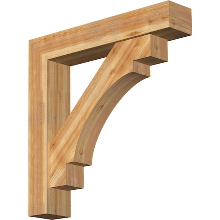 Ekena Millwork Merced Block Rough Sawn Bracket w/ Offset Brace, Western Red Cedar, 8"W x 42"D x 42"H BKT0806X42X42MRC05RWR